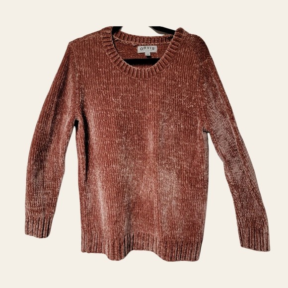 Orvis Chenille Sweater Plush Long Sleeve‎ Super Soft  Pink Mauve - Picture 1 of 5